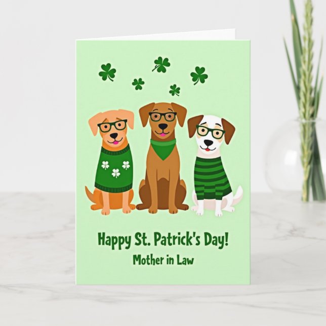 Shamrock Dogs Glitter Texture Card (Front)