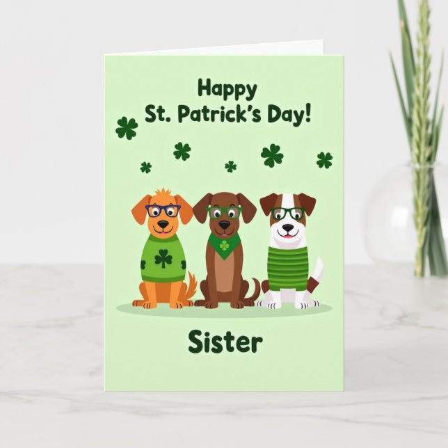 Shamrock Dogs St Patricks Card (Front)