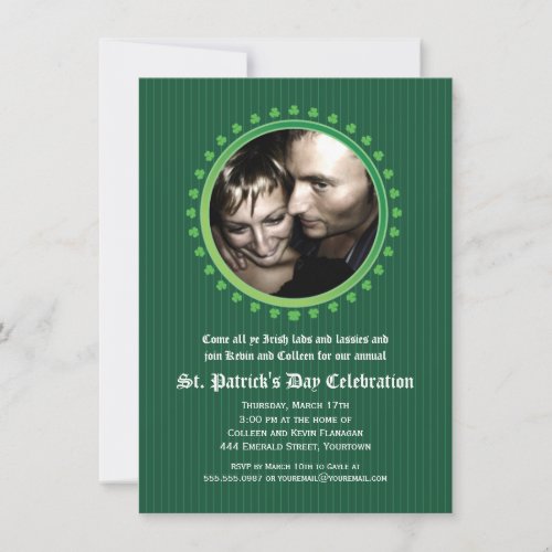 Shamrock Double Porthole St Patricks Day Party Personalized Invitations