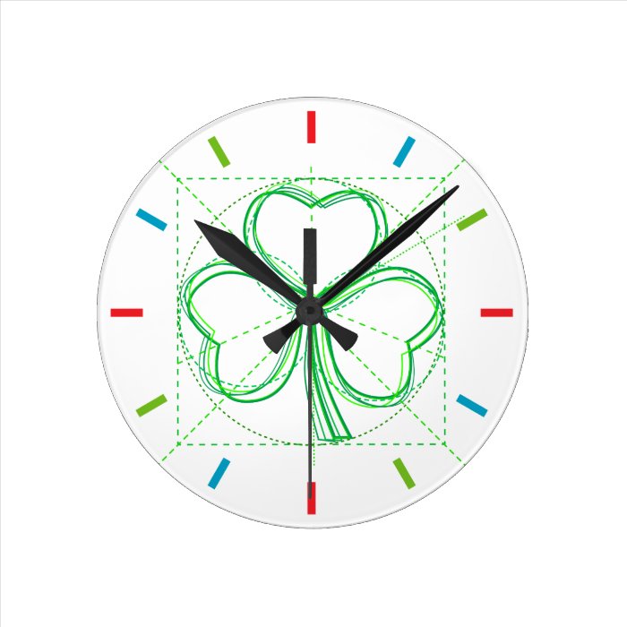 Shamrock Drawing Wallclock