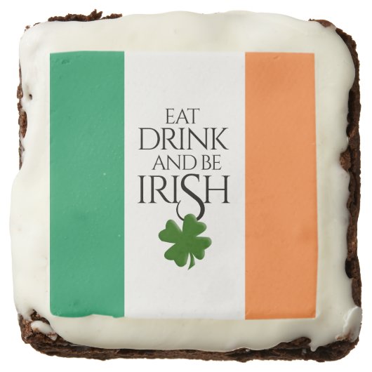 Shamrock Eat Drink and Be Irish Flag Brownie (Front)