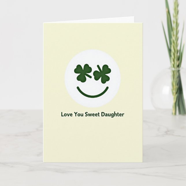 Shamrock Face Daughter Love Card (Front)