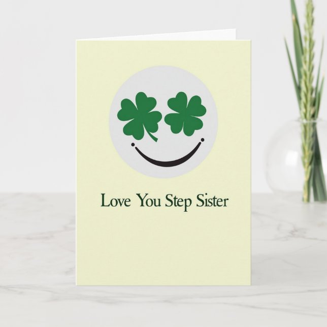 Shamrock Face Love You Sister Card (Front)