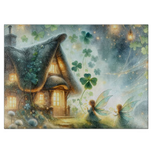 Shamrock Fairy Cottage Glow Cutting Board