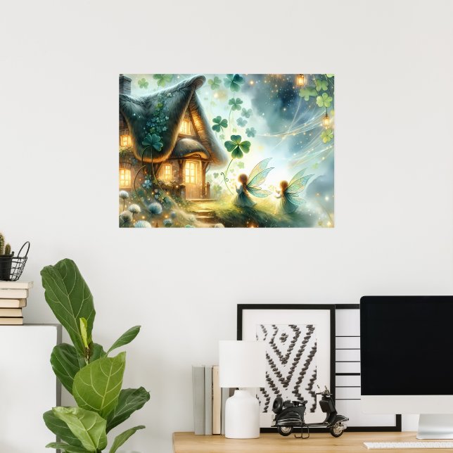 Shamrock Fairy Cottage Glow Poster (Home Office)