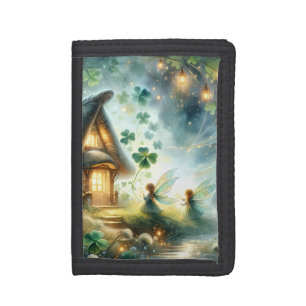 Shamrock Fairy Cottage Glow Trifold Wallet