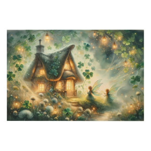 Shamrock Fairy Cottage Glow Wood Wall Art