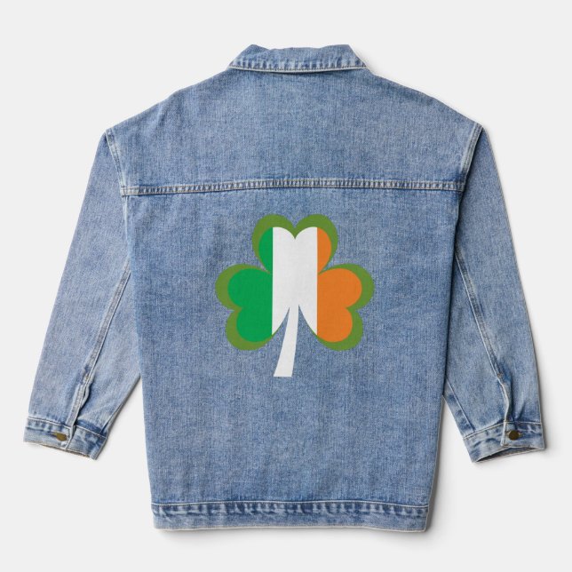 Shamrock Flag of Ireland Denim Jacket (Back)
