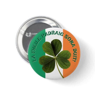 Shamrock/Flag of Ireland Happy St. Patrick’s Day! Button