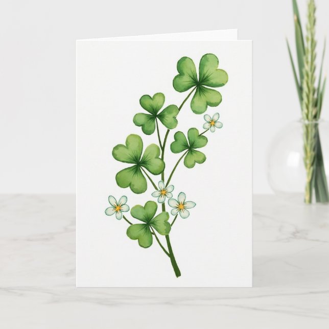 Shamrock Floral Watercolor Art Card (Front)