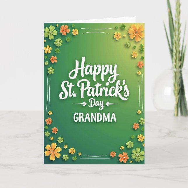 Shamrock Flower Grandma Card (Front)