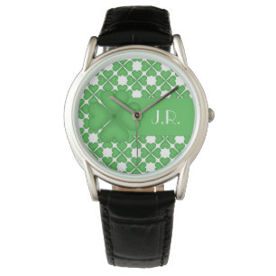 Shamrock Four leaf Clover Hearts pattern Customiza Watch