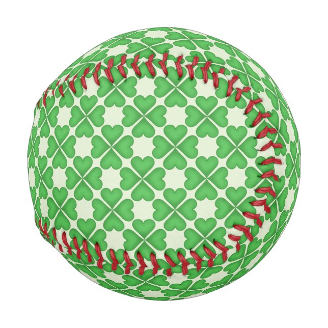 Shamrock Four leaf Clover Hearts pattern Customize Baseball (Back Left)