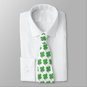 Shamrock Four Leaf Clover Pattern Neck Tie