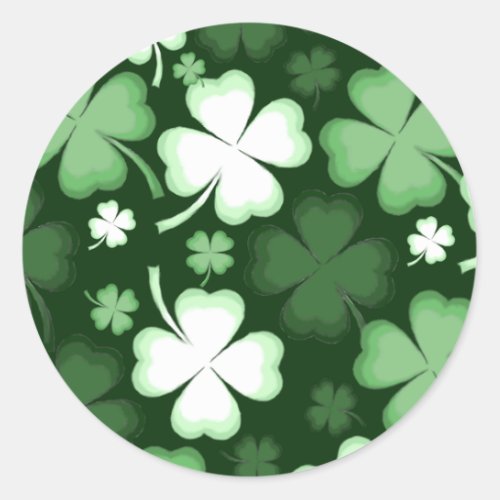 Shamrock Four Leaf Clover St Patricks Day Classic Round Sticker