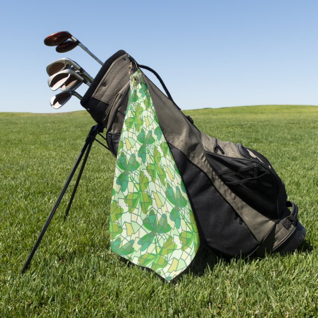 Shamrock Fragments Golf Towel (Green)