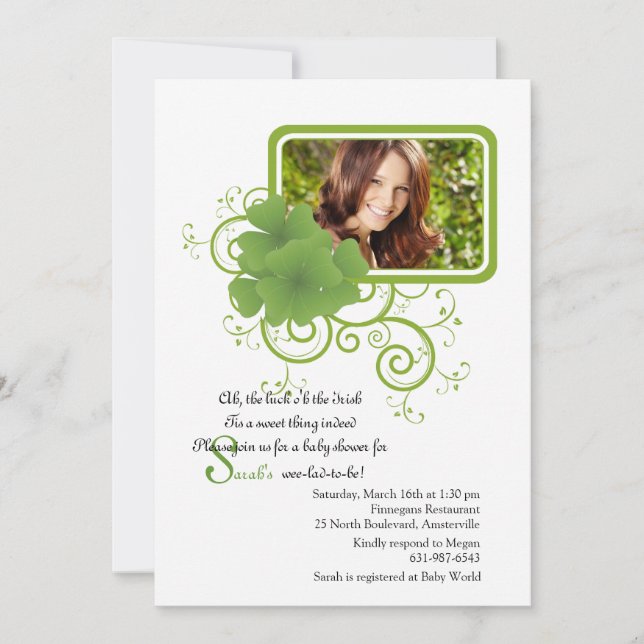 Shamrock Frame Photo Invitation (Front)