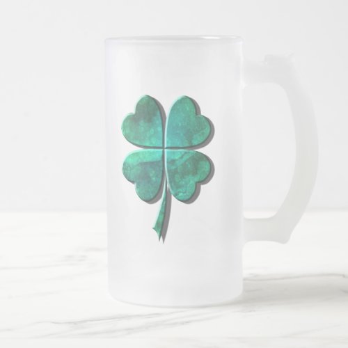 shamrock frosted glass beer mug