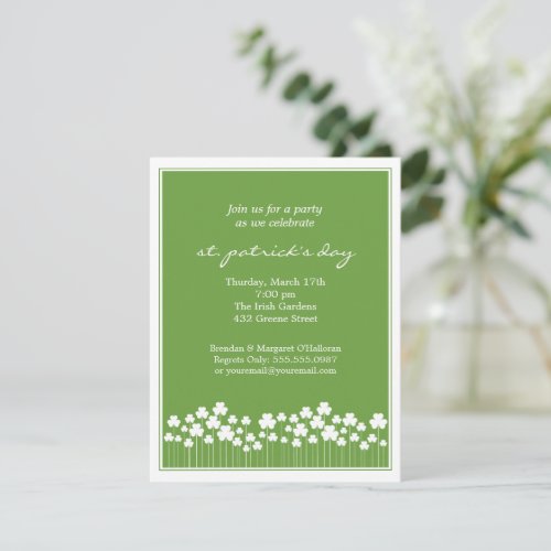 Shamrock Garden St Patricks Party  Invitation