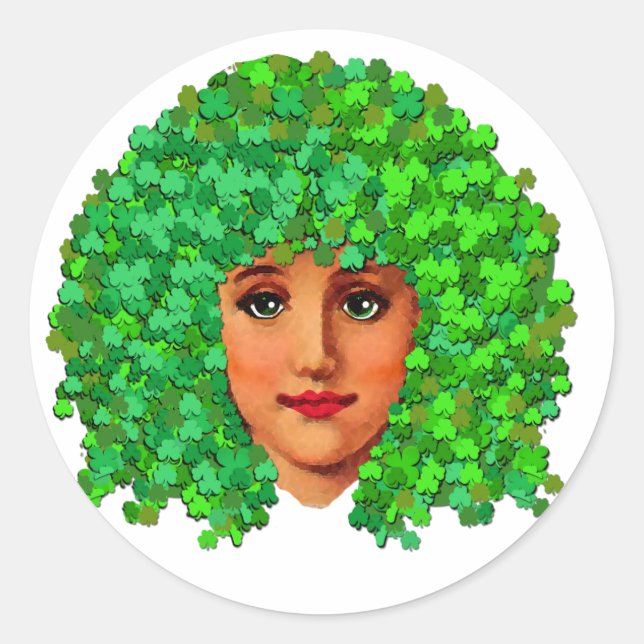 Shamrock Girl Classic Round Sticker (Front)