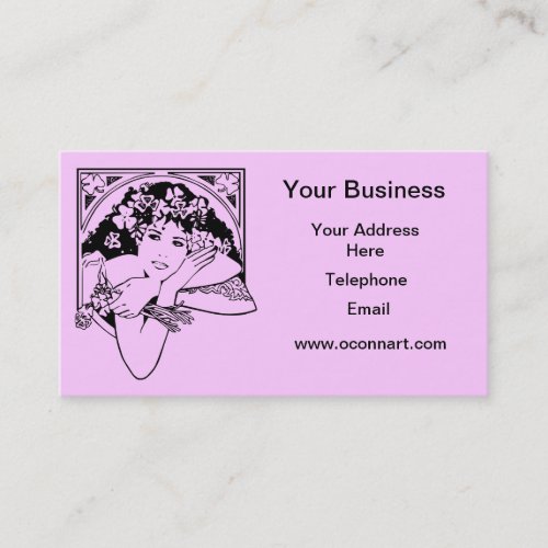 Shamrock girl on any color business card template