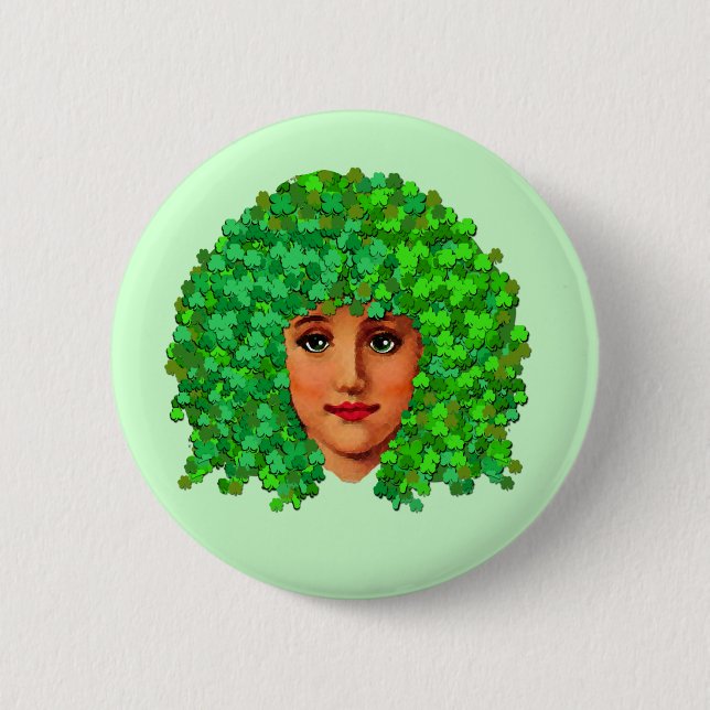 Shamrock Girl Pinback Button (Front)
