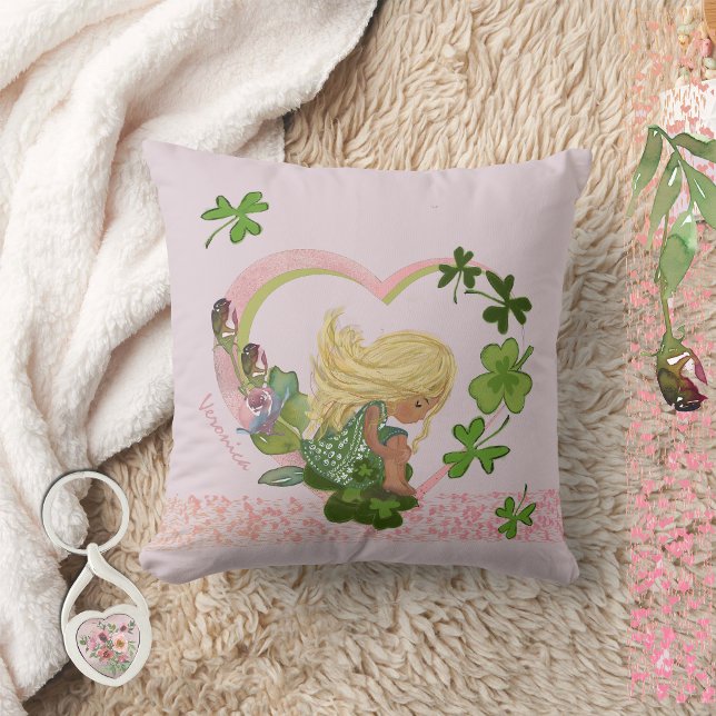 Shamrock Girl Soft Pink Throw Pillow ( Shamrock Girl Soft Pink Throw Pillow , check our St Patrick's Day collection)