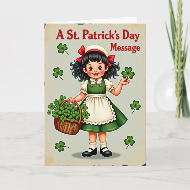 Shamrock Girl Vintage Style Card (Front)