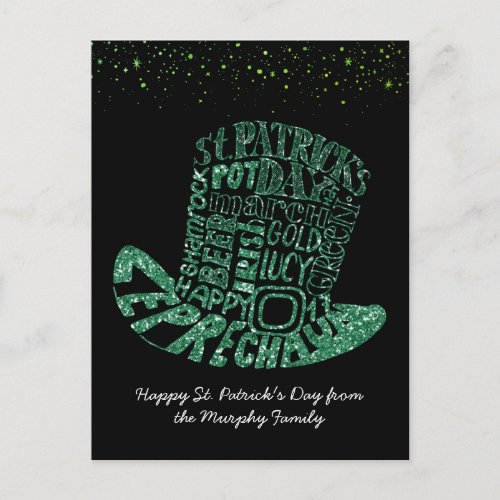 Shamrock Glitter Leprechaun  St Patricks Day Postcard