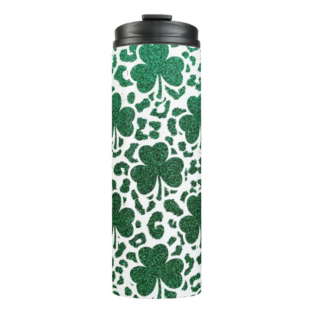 Shamrock Glitter Thermal Tumbler (Front)
