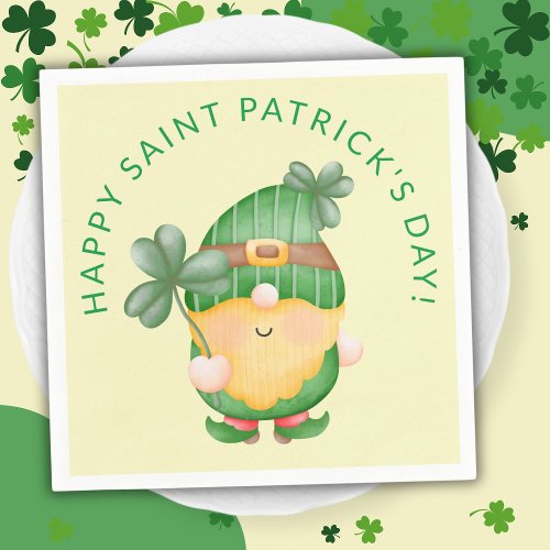 Shamrock Gnome Happy Saint Patricks Day Napkins