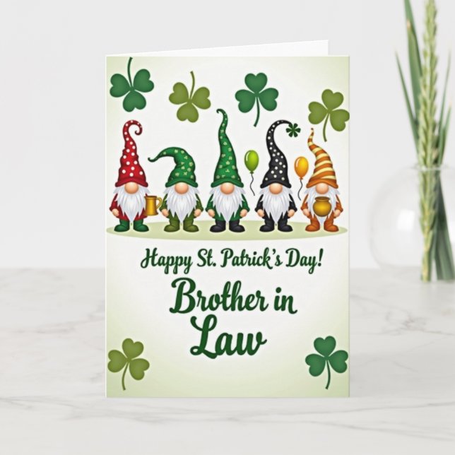 Shamrock Gnome Happy St Patricks Card (Front)
