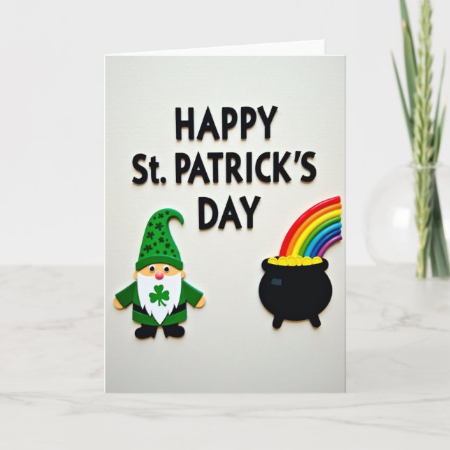 Shamrock Gnome Rainbow Card (Front)