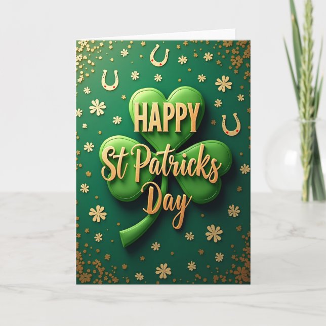 Shamrock Gold St Patricks Day Card (Front)