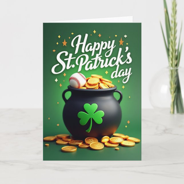 Shamrock Gold Stars Luck Card (Front)