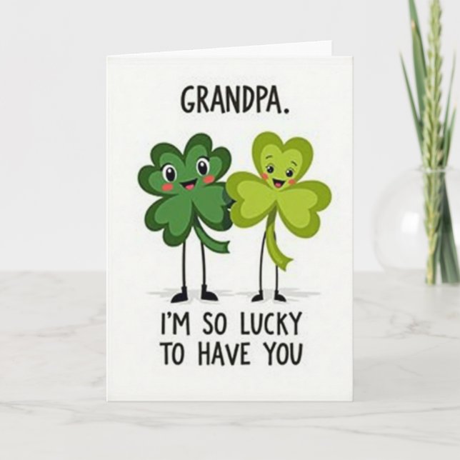 Shamrock Grandpa Lucky Love Card (Front)