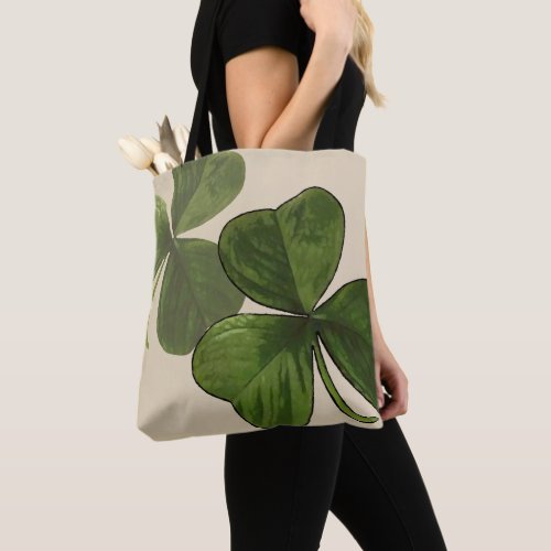 Shamrock Graphical Spring Green on Custom Cream Tote Bag