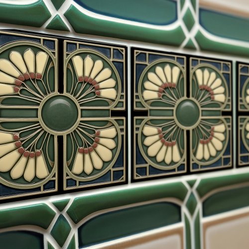 Shamrock Green Abstract Mid_Century Style Ceramic Tile