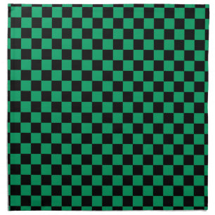 Shamrock Green and Black Checkerboard Squares Cloth Napkin
