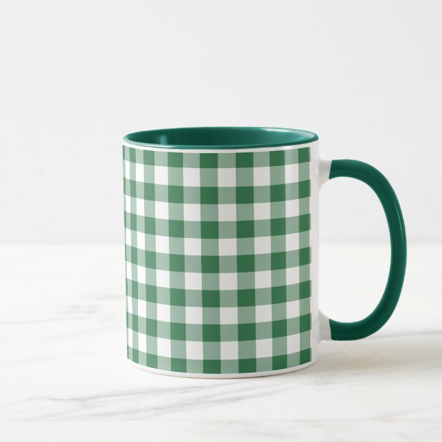 Shamrock Green and White Check Gingham Mug (Right)