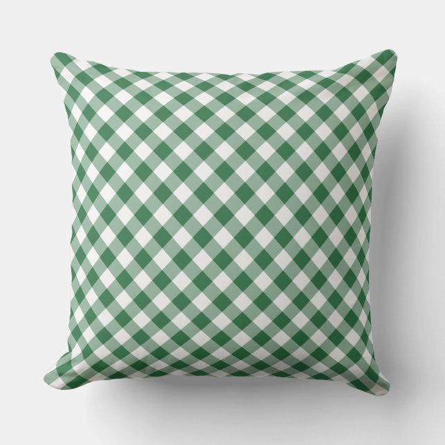 Shamrock Green and White Check Gingham Pillow (Front)