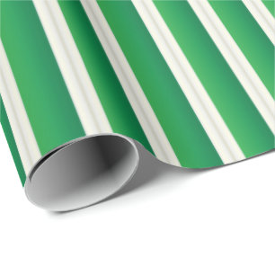 Shamrock Green and White Stripes Wrapping Paper