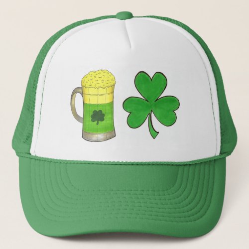 Shamrock Green Beer Mug Saint Patricks Day Luck Trucker Hat