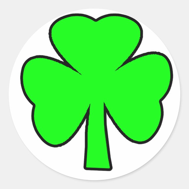 Shamrock Green Black The MUSEUM Zazzle Gifts Classic Round Sticker (Front)