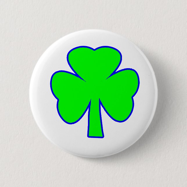 Shamrock Green Blue The MUSEUM Zazzle Gifts Pinback Button (Front)