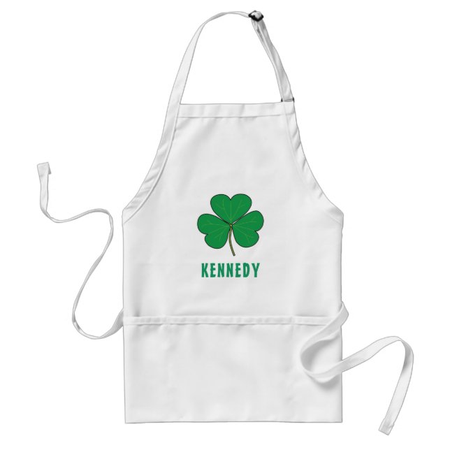 Shamrock Green Clover Ireland Celtic Irish Name Adult Apron (Front)