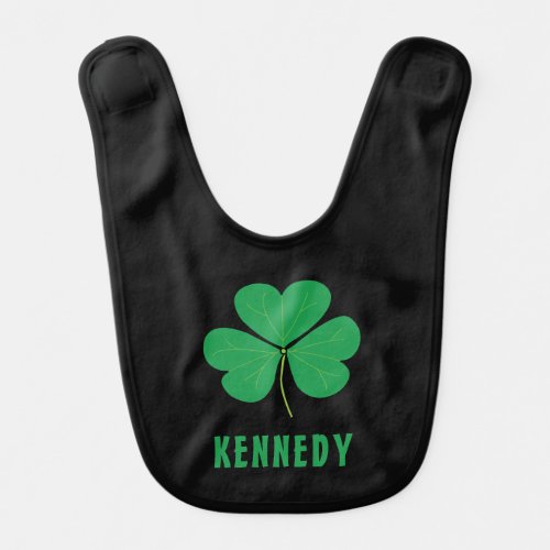 Shamrock Green Clover Ireland Celtic Irish Name Baby Bib