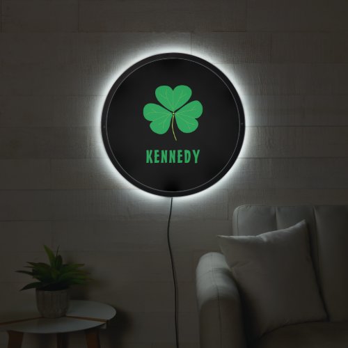 Shamrock Green Clover Ireland Celtic Irish Name LED Sign
