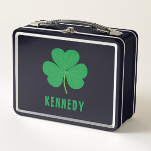 Shamrock Green Clover Ireland Celtic Irish Name Metal Lunch Box