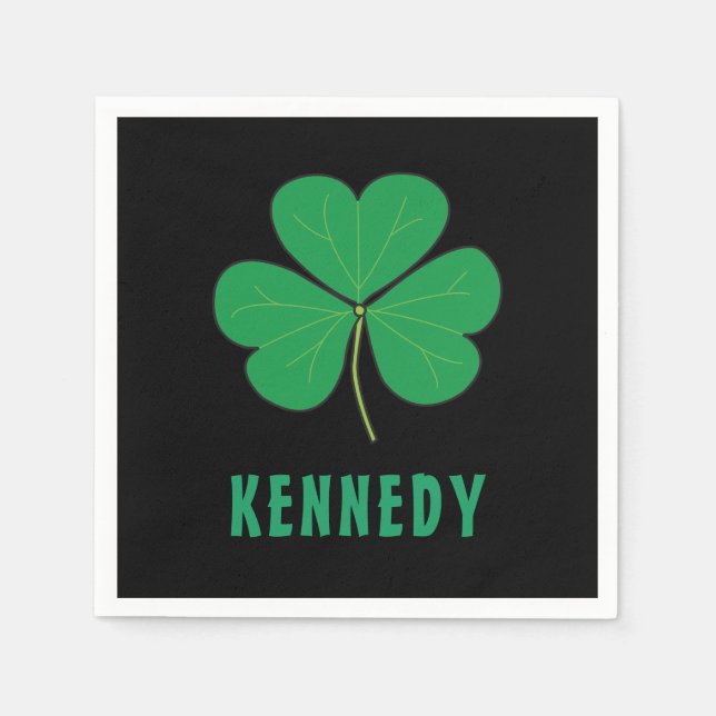 Shamrock Green Clover Ireland Celtic Irish Name Napkins (Front)
